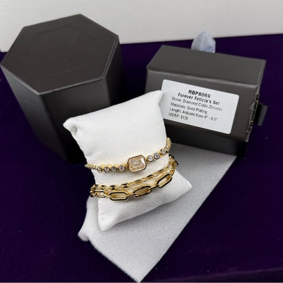 NIB Bomb Party Luxe Layer Bracelets “Forever Felicia’s Set” RBP8069 Gold Plating - Picture 1 of 4